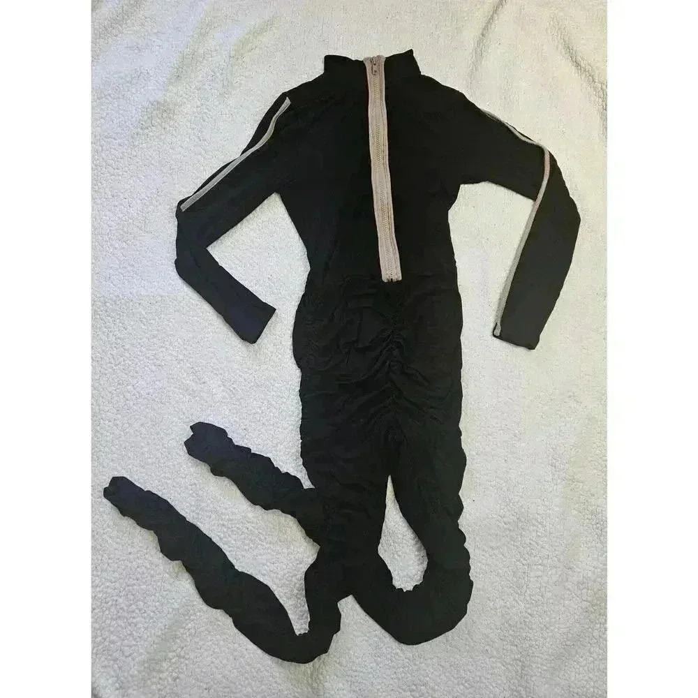 Monaco Long Sleeve Fitted Jumpsuit Zip Front Womens Size Small